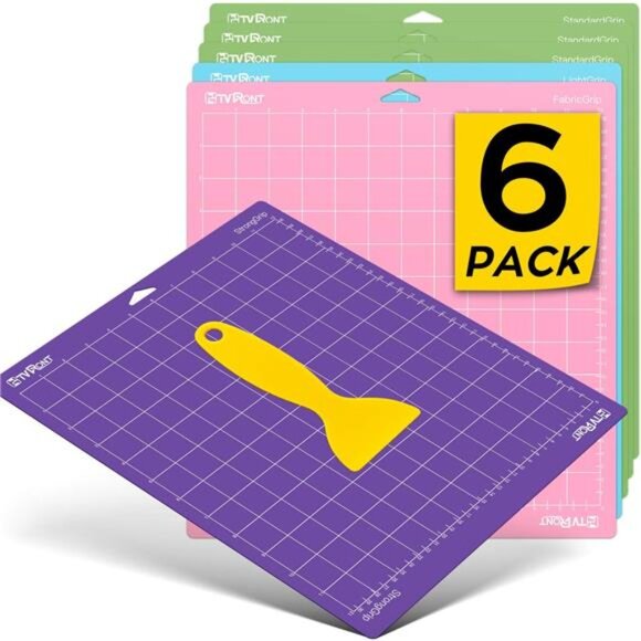 HTVRONT Cutting Mat for Cricut, 6 Pack Cutting Mat 12x12(StandardGrip, - Picture 1 of 7